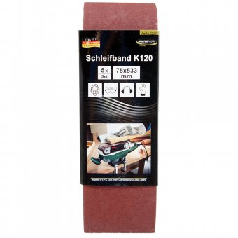 Schleifband Schleifpapier K120 75 x 533 mm 5x Set 