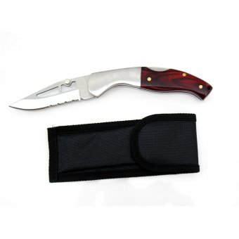 Taschenmesser Messer mit Holzgriff 190mm rostfrei 
