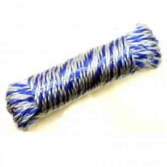 Universalkordel Seil Nylon 20 m x 6 mm max. Tragkraft 65 kg, blau/weiß 